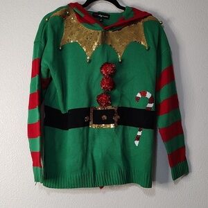 33 Degrees Ugly Christmas Sweater Elf Theme Size M